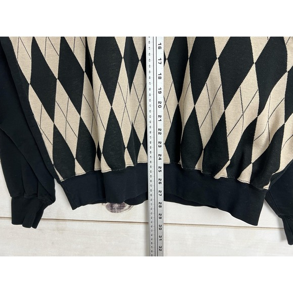 Robert Bruce Sweater Mens Large Black Argyle Supima Cotton Pullover Preppy USA - Picture 6 of 7